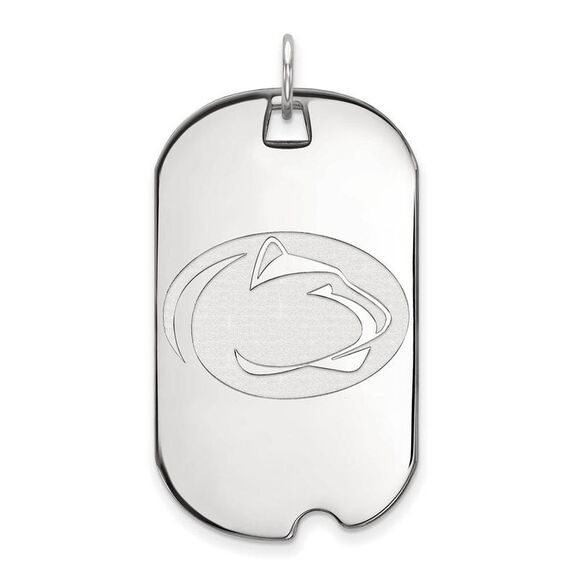 10k White Gold Penn State Large Dog Tag Pendant